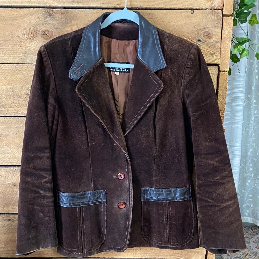 Vintage Leather Jacket in Dark Brown and Brown Lining
